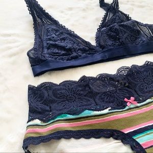 Aerie | NWT Fair Isle Triangle Bralette and Boybrief Undie